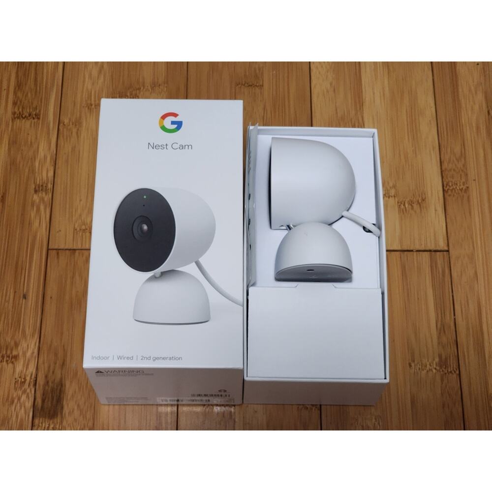 Google Nest Cam Indoor Wired 2nd Generation Security Camera White TESTED, WORKS!
